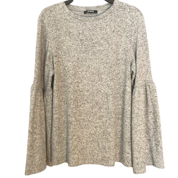 ZARA Bell Sleeve Soft Knit Sweater in Heathered Marled Gray Size S - Picture 6 of 12